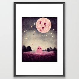 Little Pink Ghost under Pink Moon Framed Art Print