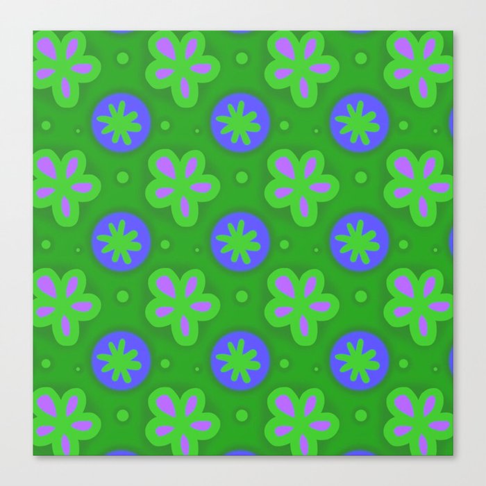 Flowers and Dots 3 Canvas Print