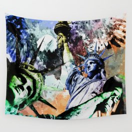 Statue of Liberty Abstract Art Collage Wall Tapestry