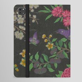 18th Century Chinoiserie Dark Enchanted Magpie Peony Garden  iPad Folio Case