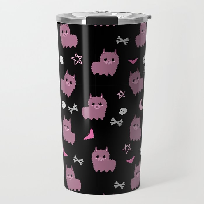 Goth cute llama dark purple pastel Travel Mug