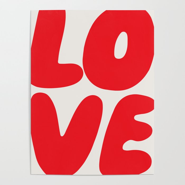 Love Red Typography Poster Poster