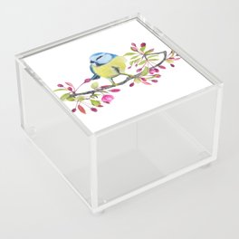 Bird and Flowers, Beautiful Delicate Print, Painting Acrylic Box