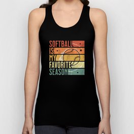 Distressed Vintage Girls Softball Is My Favorite Season Unisex Tank Top