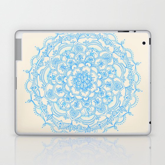 Pale Blue Pencil Pattern - hand drawn lace mandala Laptop & iPad Skin