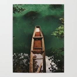 China Photography - Boat Floating Over The Turquoise Water Poster