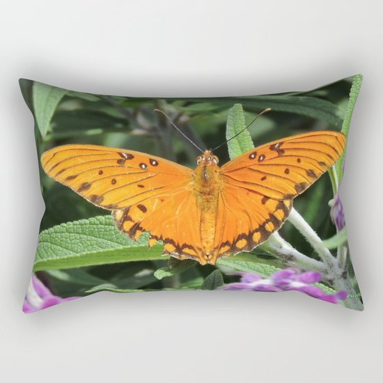 A Gulf Fritillary Shows Wear and Tear Rectangular Pillow