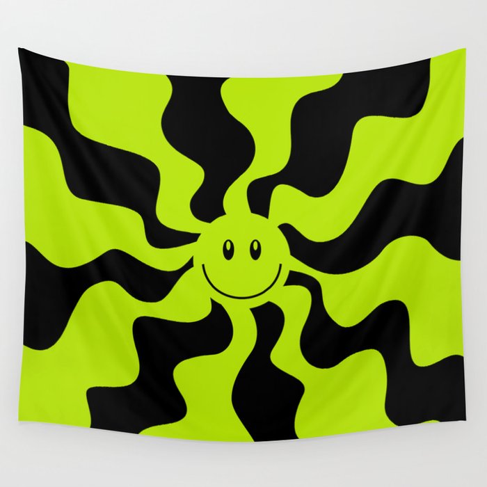 Smile - Lime Green Wall Tapestry
