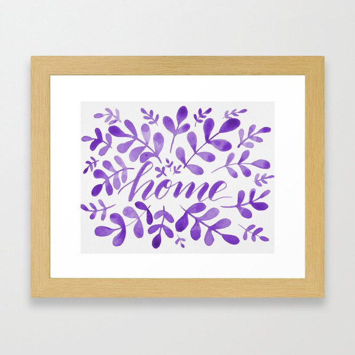 Watercolor home foliage - purple Framed Art Print
