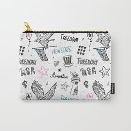 America art#3 Carry-All Pouch | Ny, Typography, Ink Pen, Independenceday, Black And White, Pattern, Loveusa, Loveamerica, Drawing, Eagle 
