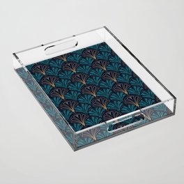 Gold Teal Art Deco Great Gatsby Style Pattern Acrylic Tray