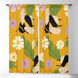 Bee In The Flowers Garden  Blackout Curtain