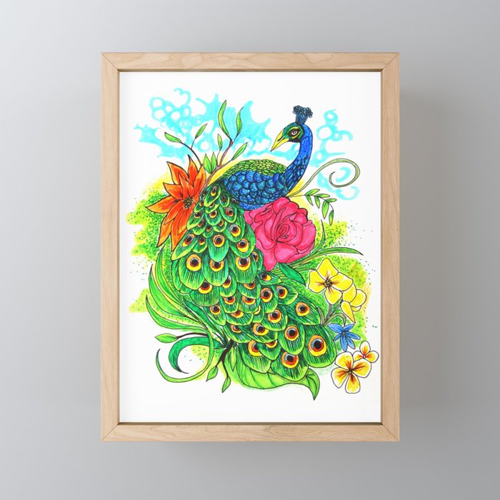 Peacock Framed Mini Art Print