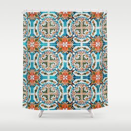 Seamless Floral Pattern Ornamental Tile Design : 1 Shower Curtain