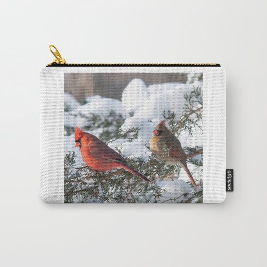 Sunny Winter Cardinals (square) Carry-All Pouch