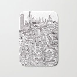 London Cityscape Bath Mat | City, London, Bigben, Realism, Architecture, Cartoon, Drawing, Buildings, Cityscape, Digital 