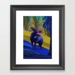 Winter moose Framed Art Print