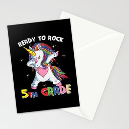 Ready To Rock 5th Grade Dabbing Unicorn Stationery Card