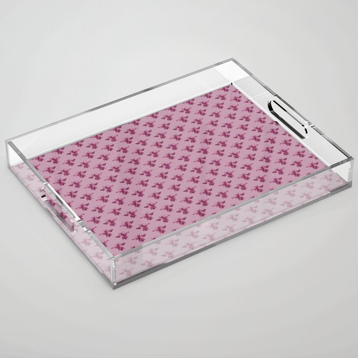 Pink Bees Pattern Acrylic Tray