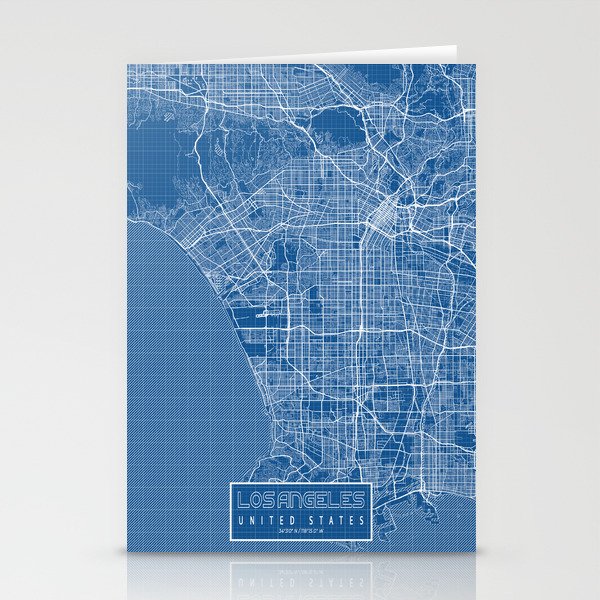 Los Angeles City Map of California, USA - Blueprint Stationery Cards