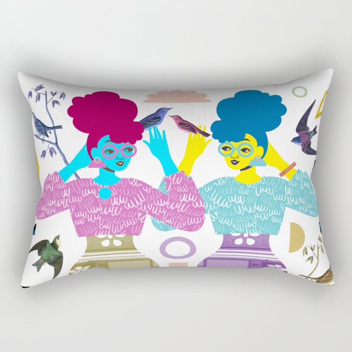 Double Birdgirls Rectangular Pillow