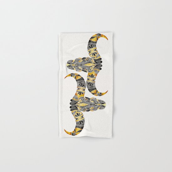 Water Buffalo Skull – Black & Yellow Hand & Bath Towel