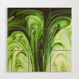 Bright Neon Green Abstraction Artwork Wood Wall Art