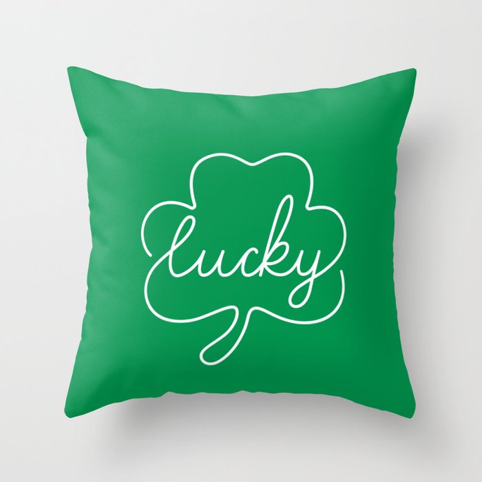 Lucky shamrock one line style Throw Pillow