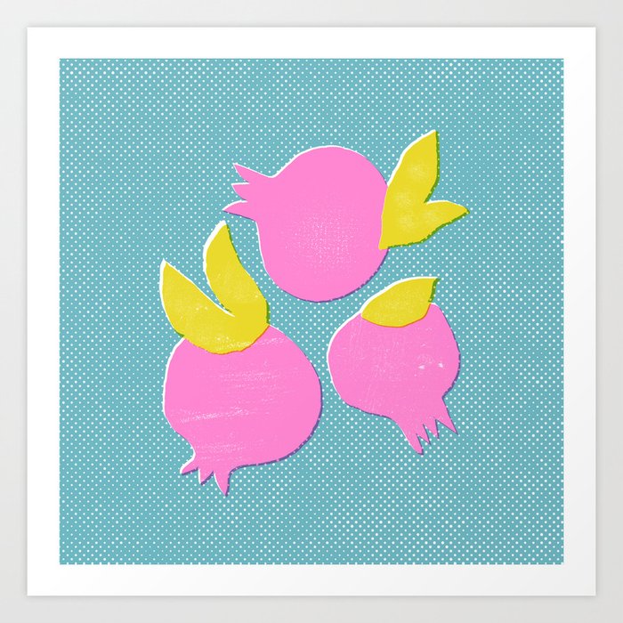 Trendy Pomegranate Print Minimalistic Illustration Art Print By Orobin