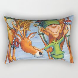 Elf Karl and the Reindeer Rectangular Pillow