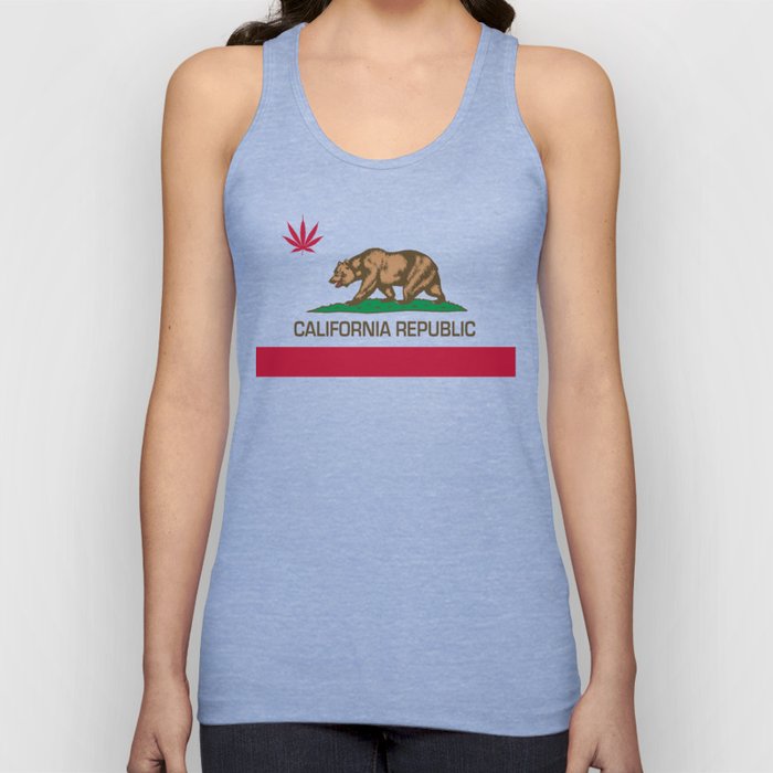 California Republic state flag with red Cannabis leaf Tank Top