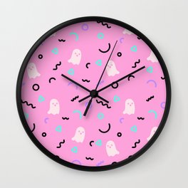 Abstract Halloween Pattern with Ghost Wall Clock