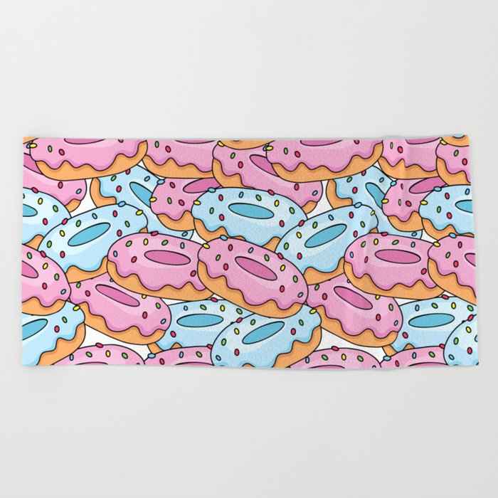 Delicious and bright donuts Beach Towel