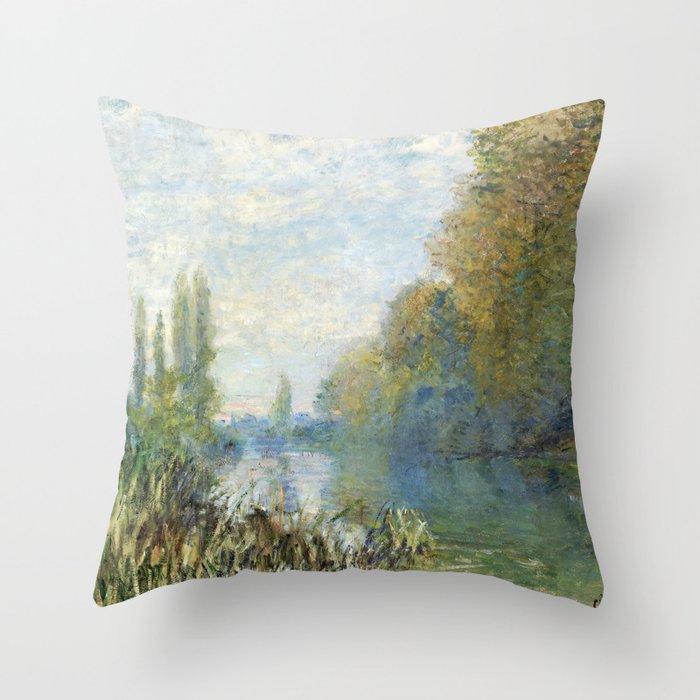 The Banks of The Seine in Autumn by Claude Monet Throw Pillow