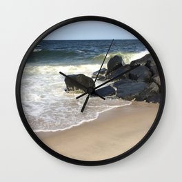 Baesic Belmar Beach Wall Clock | Wave, Baesic, Shore, Ocean, Crashing, Jetty, Belmar, Photo, Beach, Current 