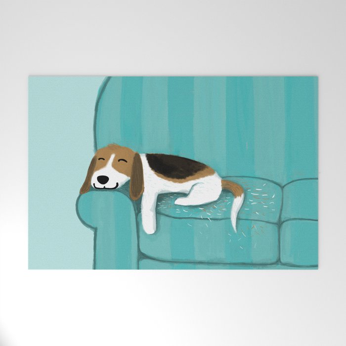 Happy Couch Beagle | Cute Sleeping Dog Welcome Mat