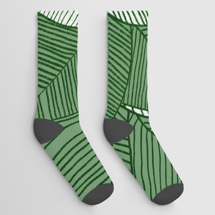 Minimal Tropical Leaves Green Socks