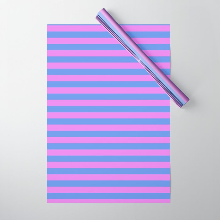 Cornflower Blue & Violet Colored Stripes/Lines Pattern Wrapping Paper