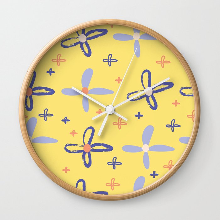 Summer Flower Pattern Wall Clock