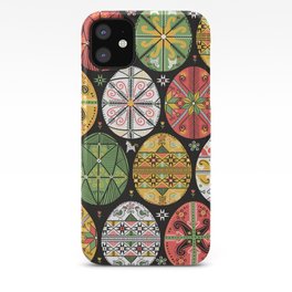 vintage pattern with pysanky. Easter eggs pattern. Ukrainian easter eggs. Eggs with traditional ukrainian folk ornament. Seamless pattern with easter eggs in folk style from Ukraine. Easter decoration iPhone Case