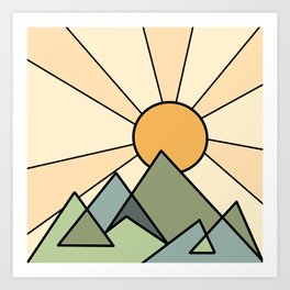 Geo Mountain Sunrise Art Print