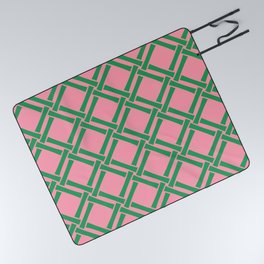 Classic Bamboo Trellis Pattern 235 Pink and Green Picnic Blanket