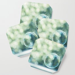 Bubble Photography, Bathroom Blue Green Art, Soap Bubbles Laundry Room Print, Bath Nursery Photo Coaster