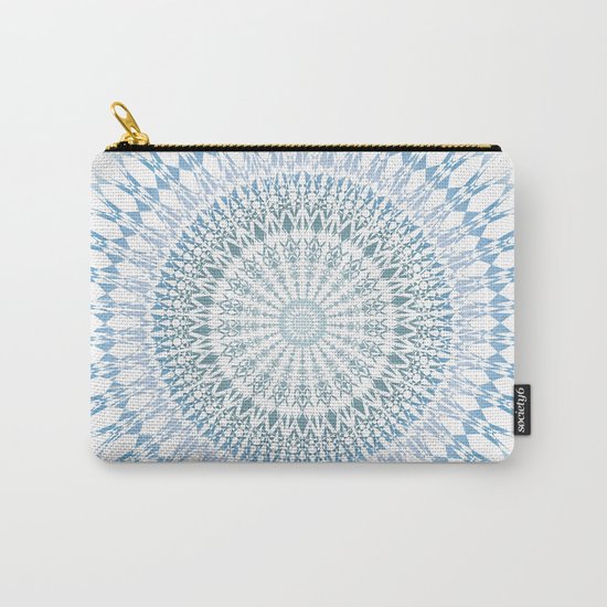 Grayish Blue White Mandala Carry-All Pouch