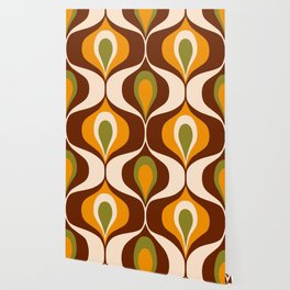 Retro 70s ovals op-art pattern brown, orange Wallpaper