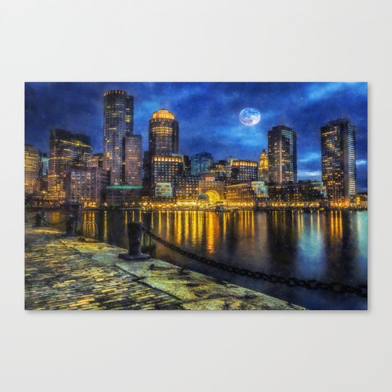 Downtown At Night Canvas Print