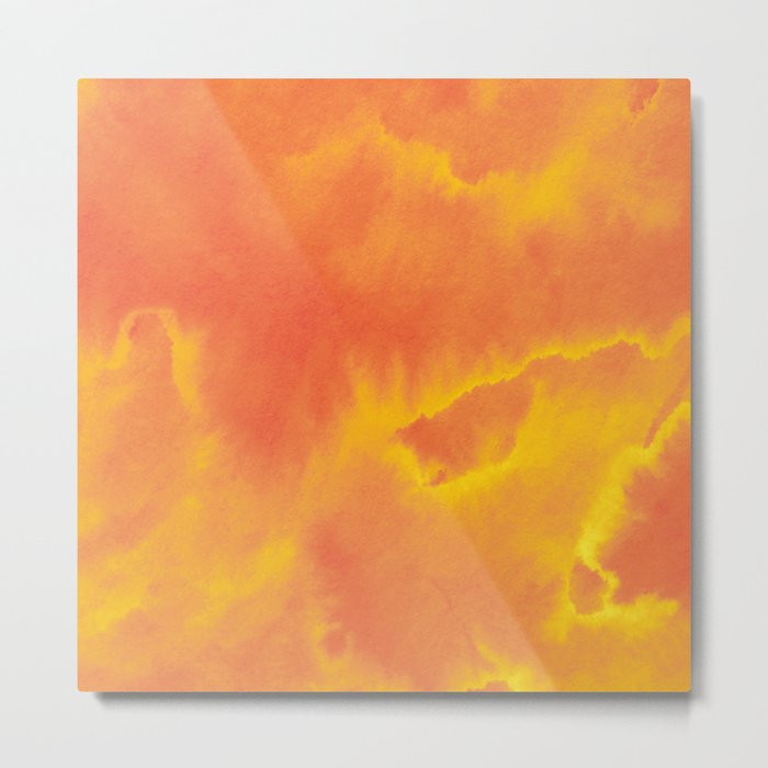 Watercolor texture - yellow and orange Metal Print