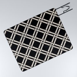 Classic Bamboo Trellis Pattern 228 Black and LinenWhite Picnic Blanket