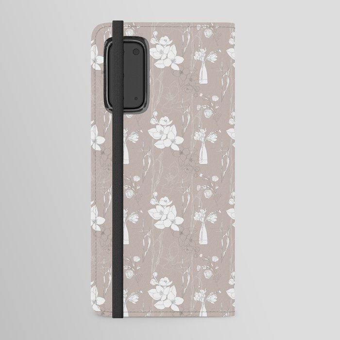 Floral Line Art Spring Pattern Android Wallet Case