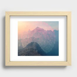 Mountain Scene Mandala Multicolor Recessed Framed Print